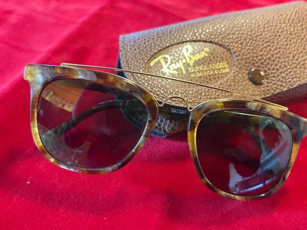 Vintage Ray-Ban Gatsby Style 5 Zonnebril met Hoes ZGAN, Zonnebril, Bruin, Ophalen of Verzenden, Zo goed als nieuw
