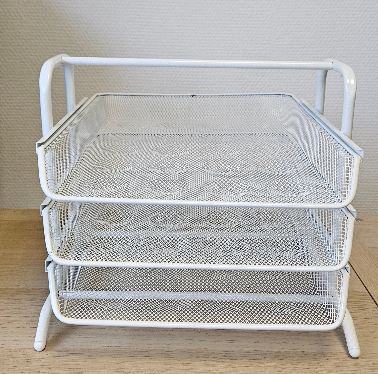 Witte metalen brievenbak / bureau organizer (3laags), Ophalen, Zo goed als nieuw