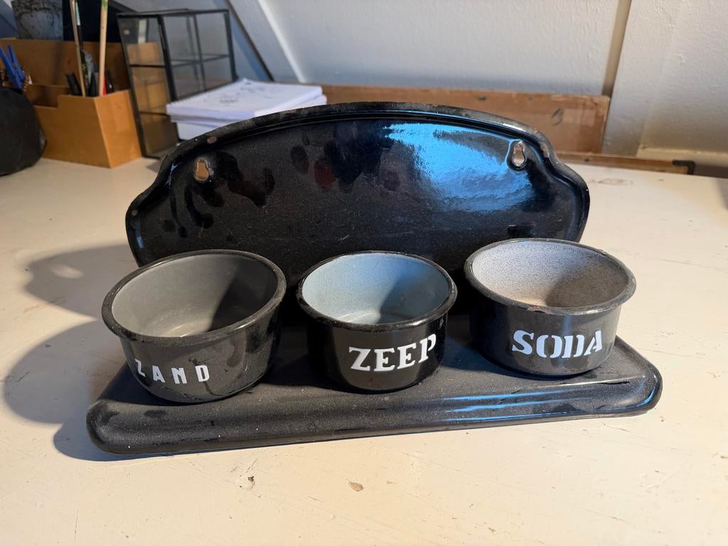 Emaille set Zand, Zeep, Soda, Ophalen of Verzenden