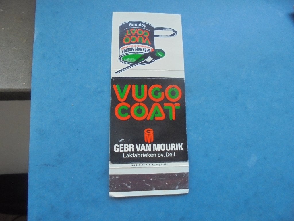 Oud luciferetiket Gebr. van Mourik Lakfabrieken in DEIL, Ophalen of Verzenden, Zo goed als nieuw, Luciferdoosjes of -merken