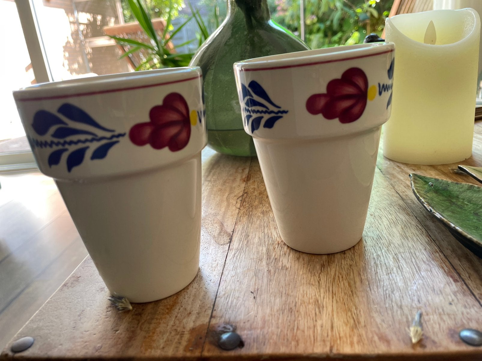 2 boerenbont bekers, Antiek en Kunst, Antiek | Servies los, Ophalen of Verzenden