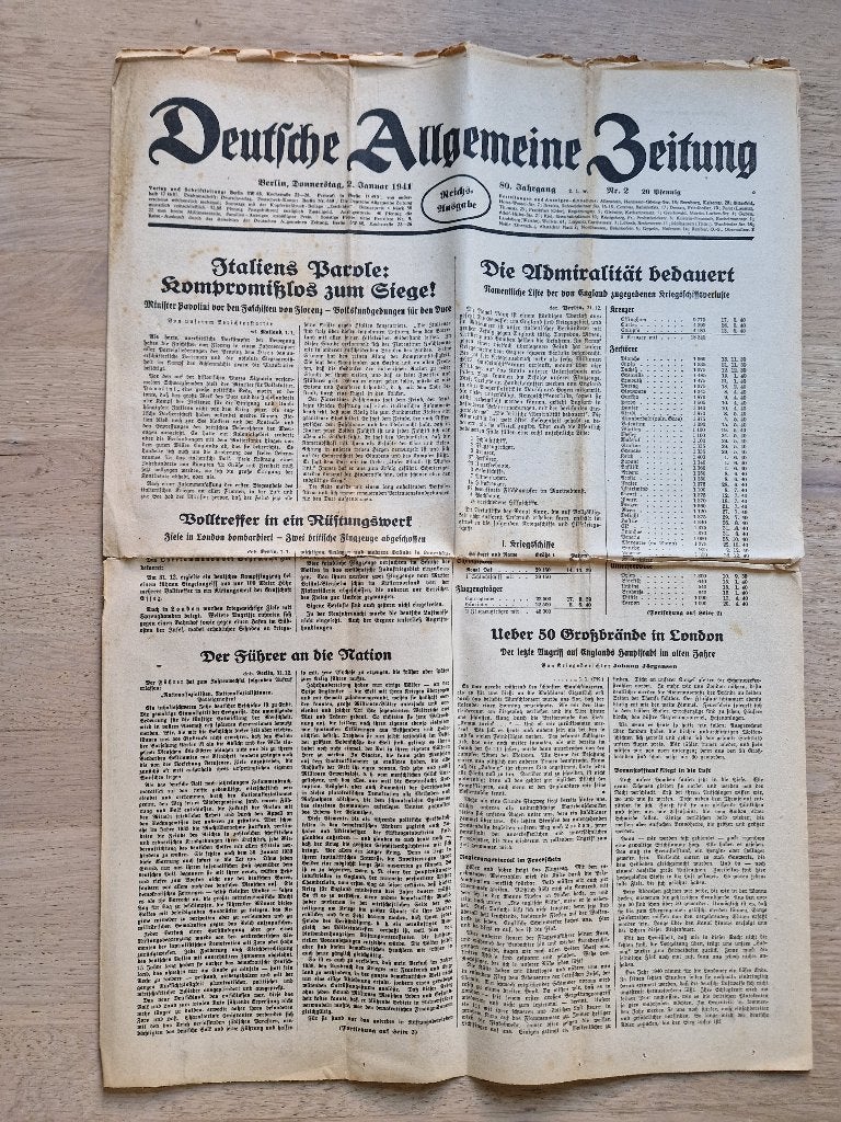 Originele  krant  2e wereldoorlog, Verzamelen, Ophalen of Verzenden, Overige soorten, Duitsland, Overige typen