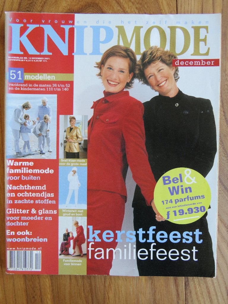 Knipmode december 2001 met 51 modellen maat 36 tot en met 52, Hobby en Vrije tijd, Kledingpatronen, Ophalen of Verzenden, Zo goed als nieuw