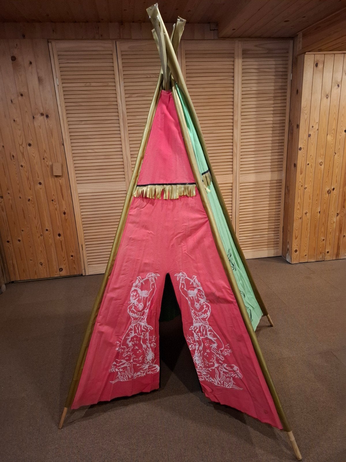 Wigwam speeltent voor kinderen - roze/groen, Ophalen, Gebruikt, Overige materialen