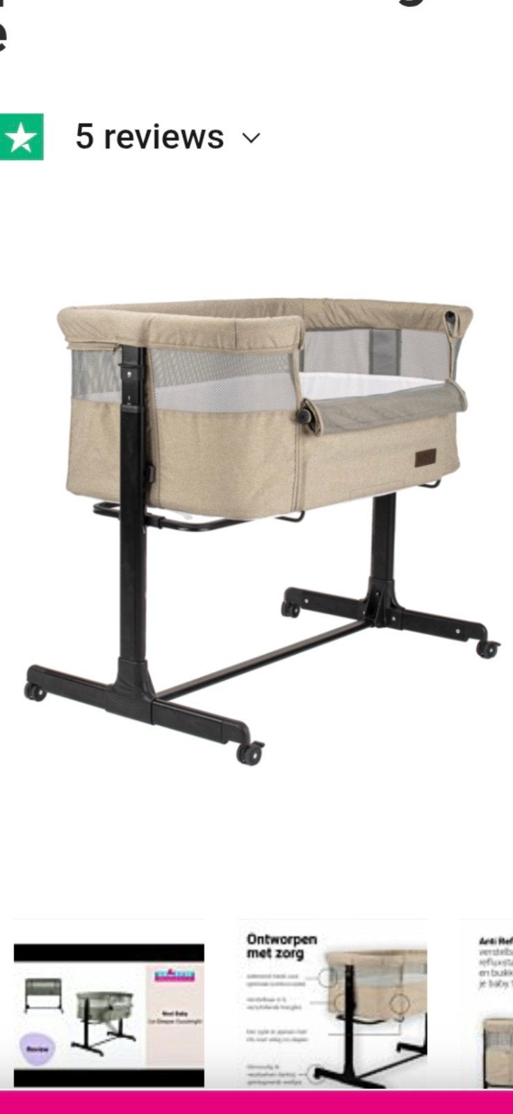 Novi Co-Sleeper Goodnight Sand Melange met Matras (48x82), Ophalen, Zo goed als nieuw, Wieg