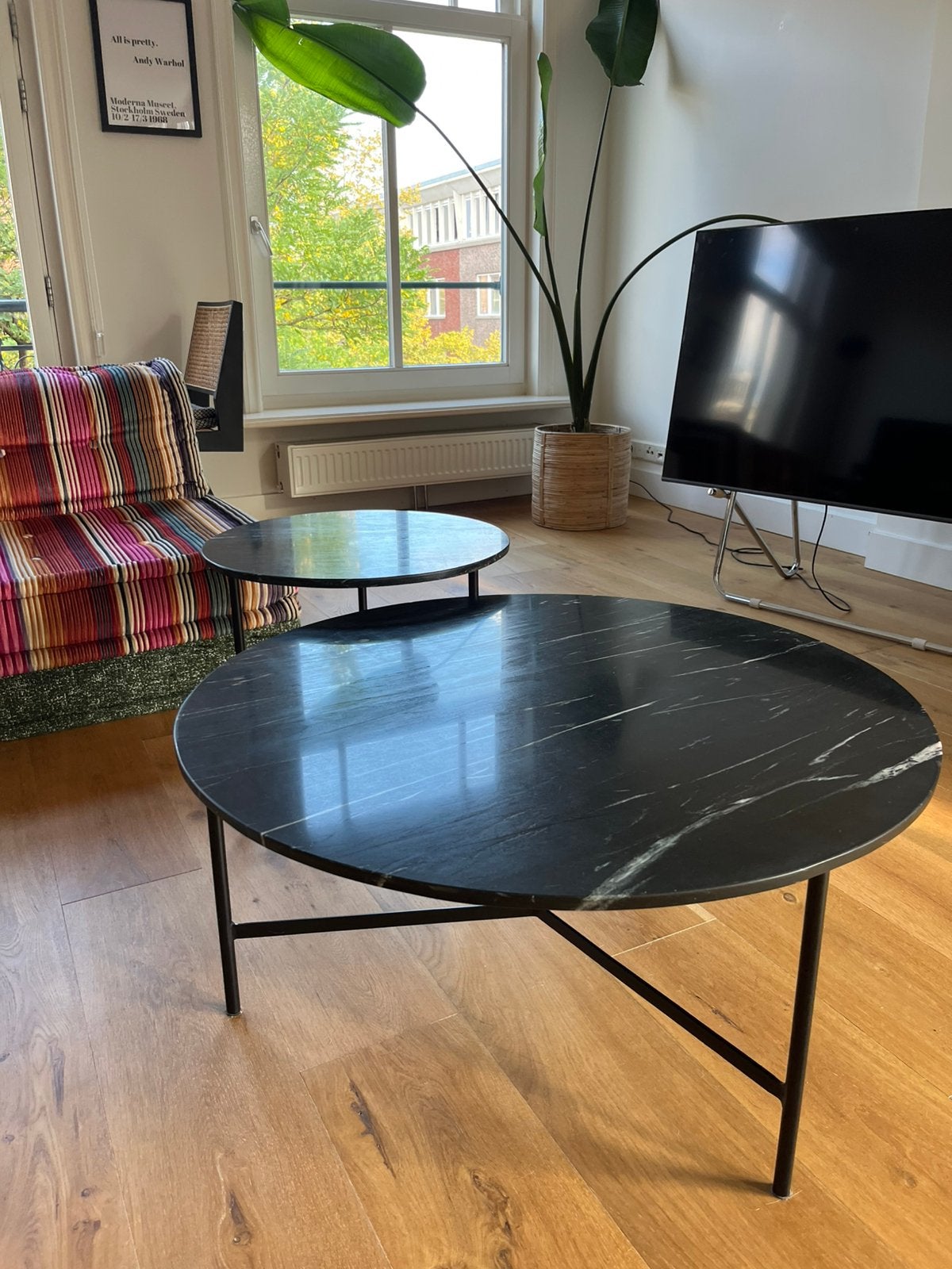 Marble round table set / salontafel, Huis en Inrichting, Ophalen, Overige materialen, Gebruikt, Rond