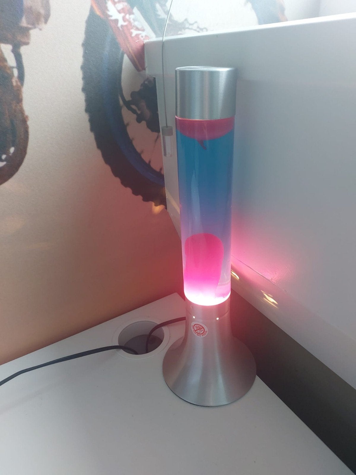 Vintage lavalamp met roze en blauwe vloeistof, Huis en Inrichting, Lampen | Overige, Zo goed als nieuw, Ophalen of Verzenden