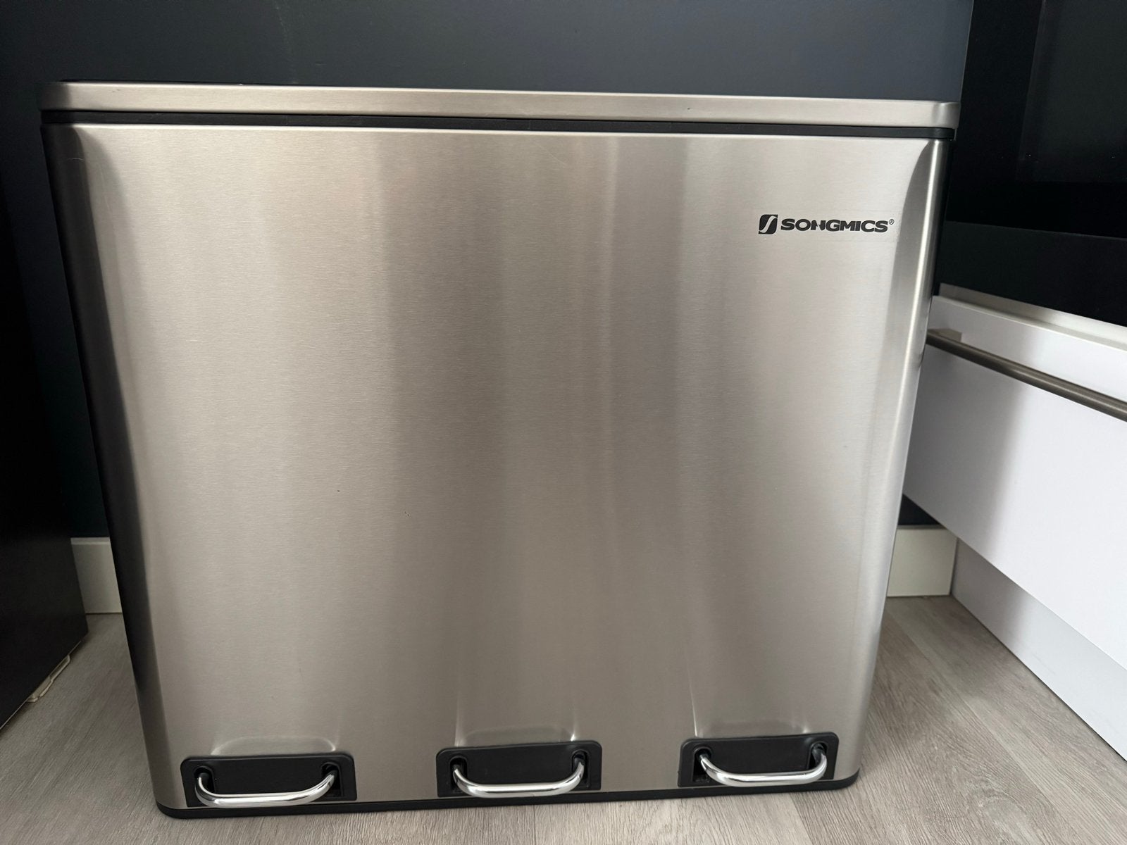Songmics prullenbak 3x15L - RVS pedaalemmer, Ophalen, Gebruikt, Met pedaal, 40 liter of meer