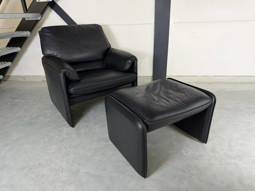 Leolux Bora Beta fauteuil – Zwart Leder – Zeer goede staat, Ophalen, 50 tot 75 cm, Leer, 75 tot 100 cm