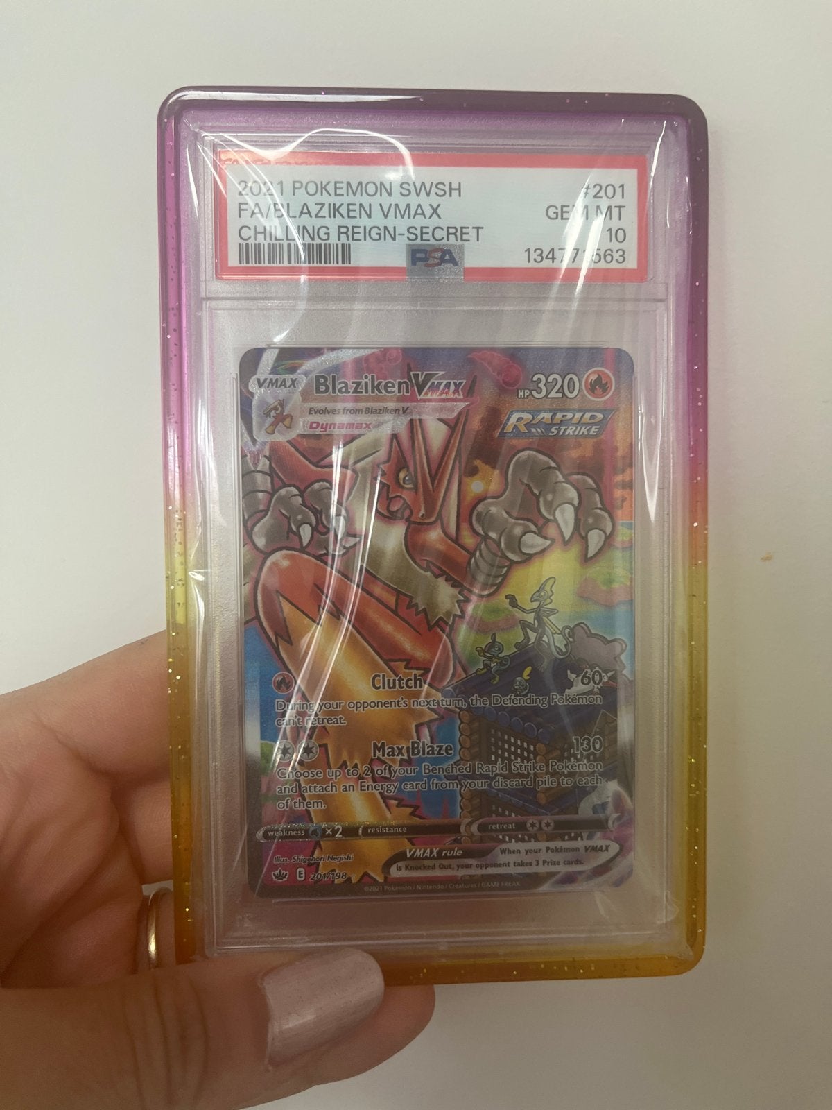 Blaziken VMAX #201 PSA 10 - Chilling Reign Secret Rare, Ophalen of Verzenden, Zo goed als nieuw, Losse kaart, Foil