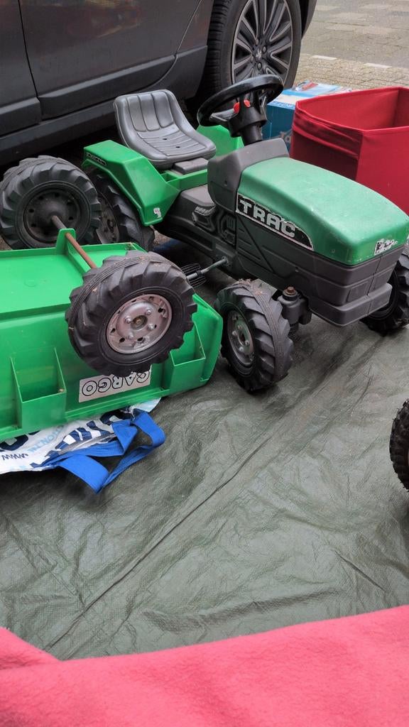Trapauto tractor met aanhanger, Ophalen, Gebruikt, Trapvoertuig