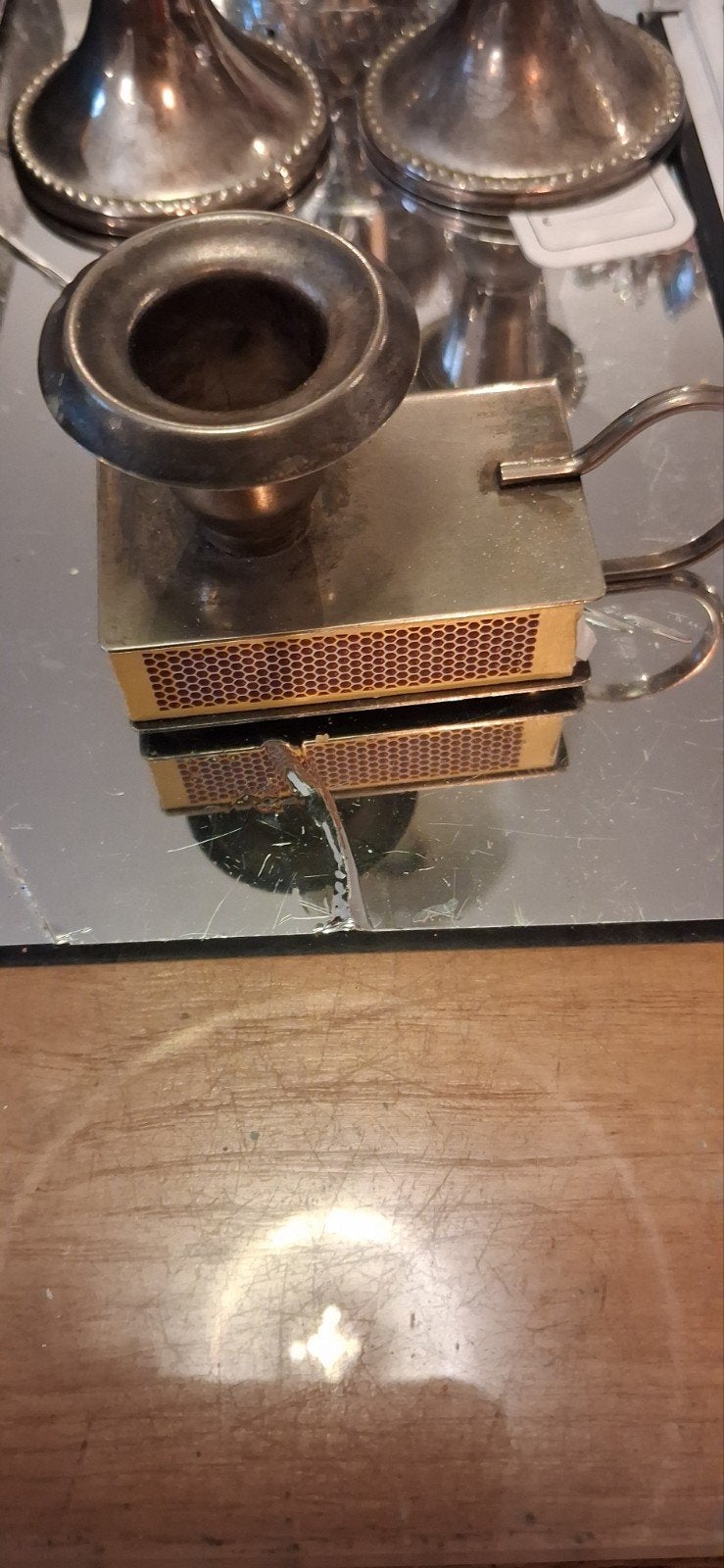 Kaarsenstandaard met luciferdoosje houder, Gebruikt, Onbekend@voorbeeld.com, Overige merken, Onbekend