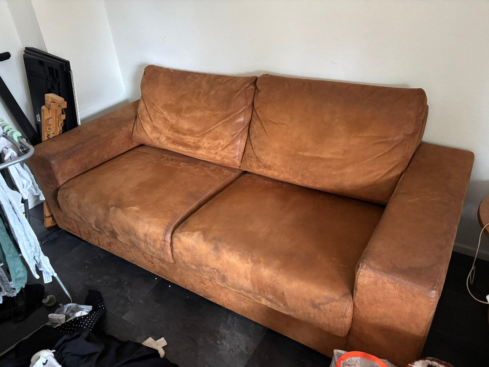 GRATIS 2-zits bank roest/bruin/oranje, Ophalen, 150 tot 200 cm, Tweepersoons, 75 tot 100 cm