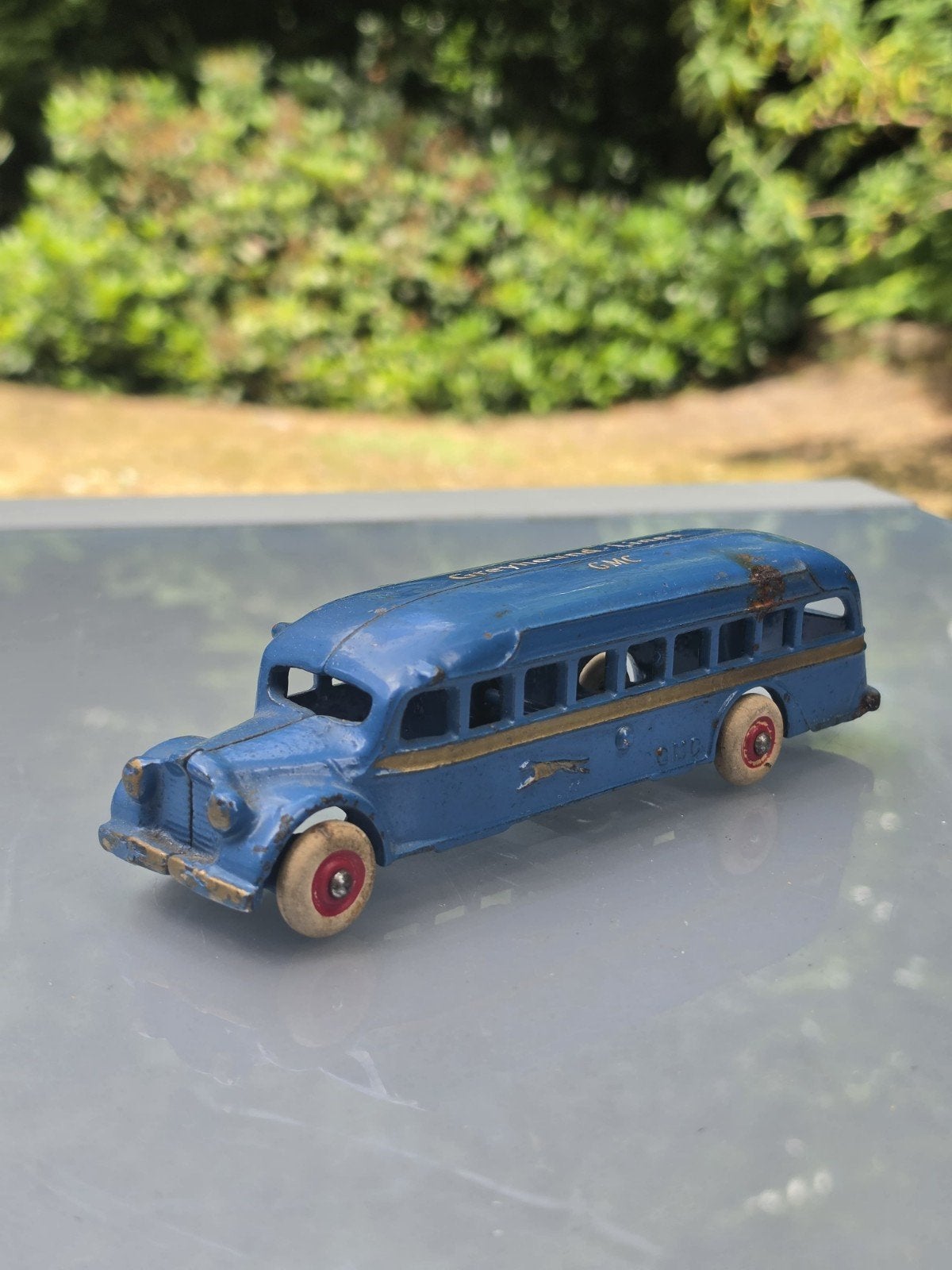 Oude cast iron GMC Greyhound bus Arcade Toy gietijzer, Ophalen of Verzenden