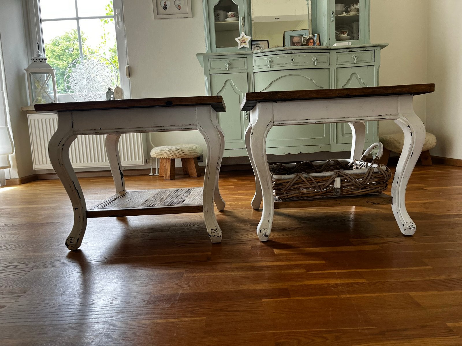 Rivièra Maison driftwood 60x60) met mandje, Ophalen, Minder dan 45 cm, Gebruikt, 55 tot 75 cm