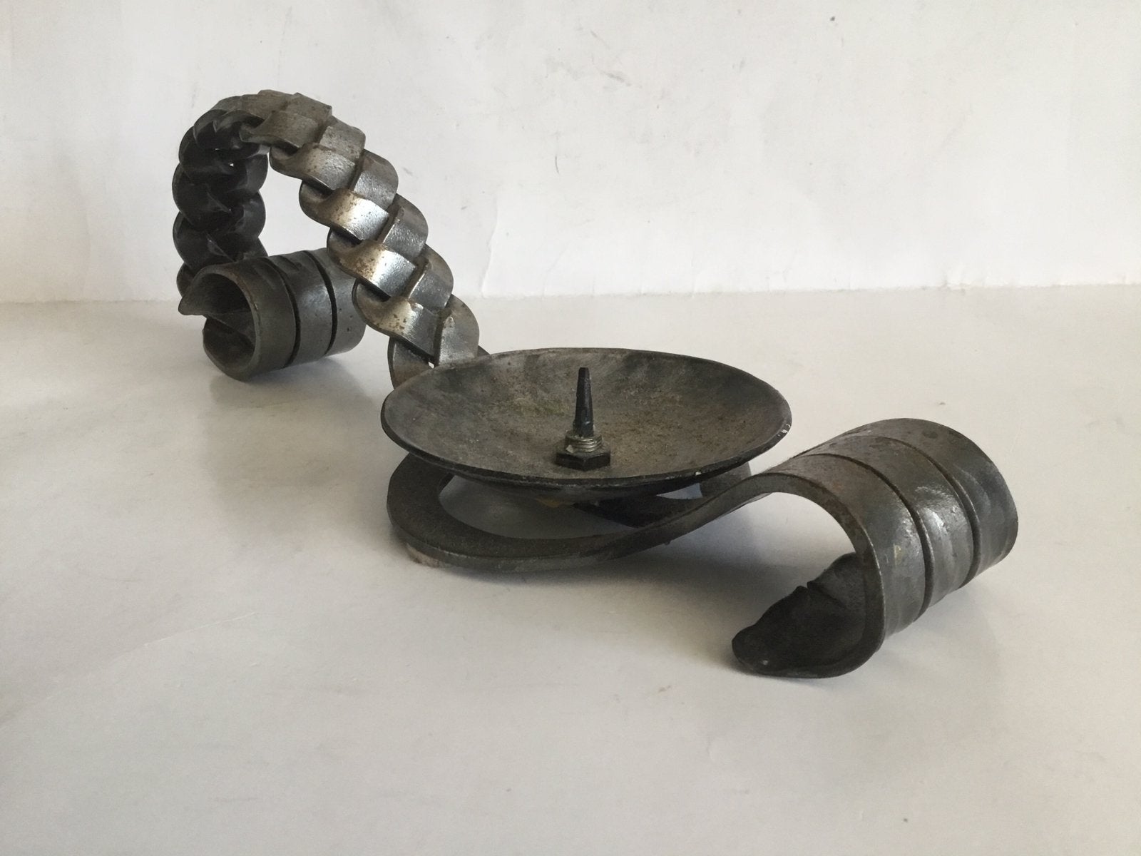 vintage  smeedijzeren kandelaar brutalistische stijl, Ophalen of Verzenden