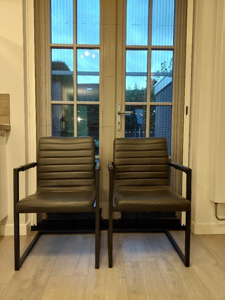 Set van 2 luxe industriële stoelen met armleuning, Huis en Inrichting, Stoelen, Ophalen, Kunststof, Twee, Zo goed als nieuw