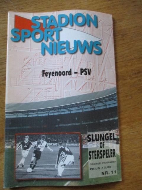 Programmaboekje 11 Feyenoord - PSV 28 november 1999, Ophalen of Verzenden, Gelezen, Watersport en Hengelsport