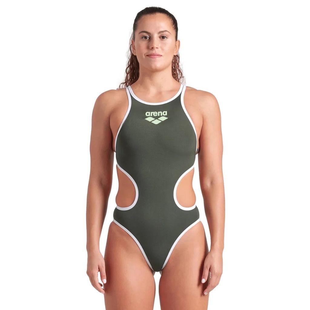 Nieuw Arena W One Biglogo One Piece badpak Dark Sage White, C.da Cisterna, 84/85 62029 Tolentino (MC) Italië, Arena, Nieuw, Badpak