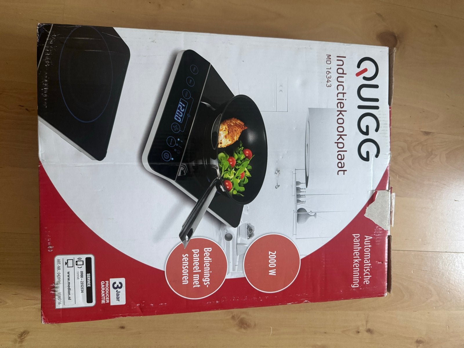 QUIGG Inductiekookplaat MD 16343 - 2000W met sensoren, Ophalen, Nieuw, 3 kookzones of minder, Inductie