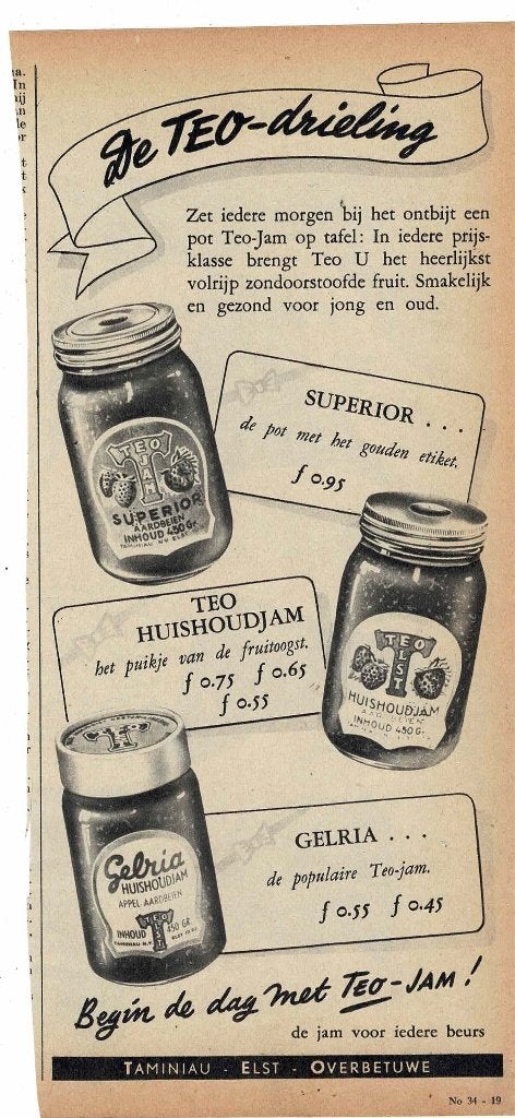 De TEO-drieling TEO SUPERIOR-TEO HUISHOUDJAM-TEO GELRIA, Verzamelen, Verzenden, Zo goed als nieuw, Overige typen