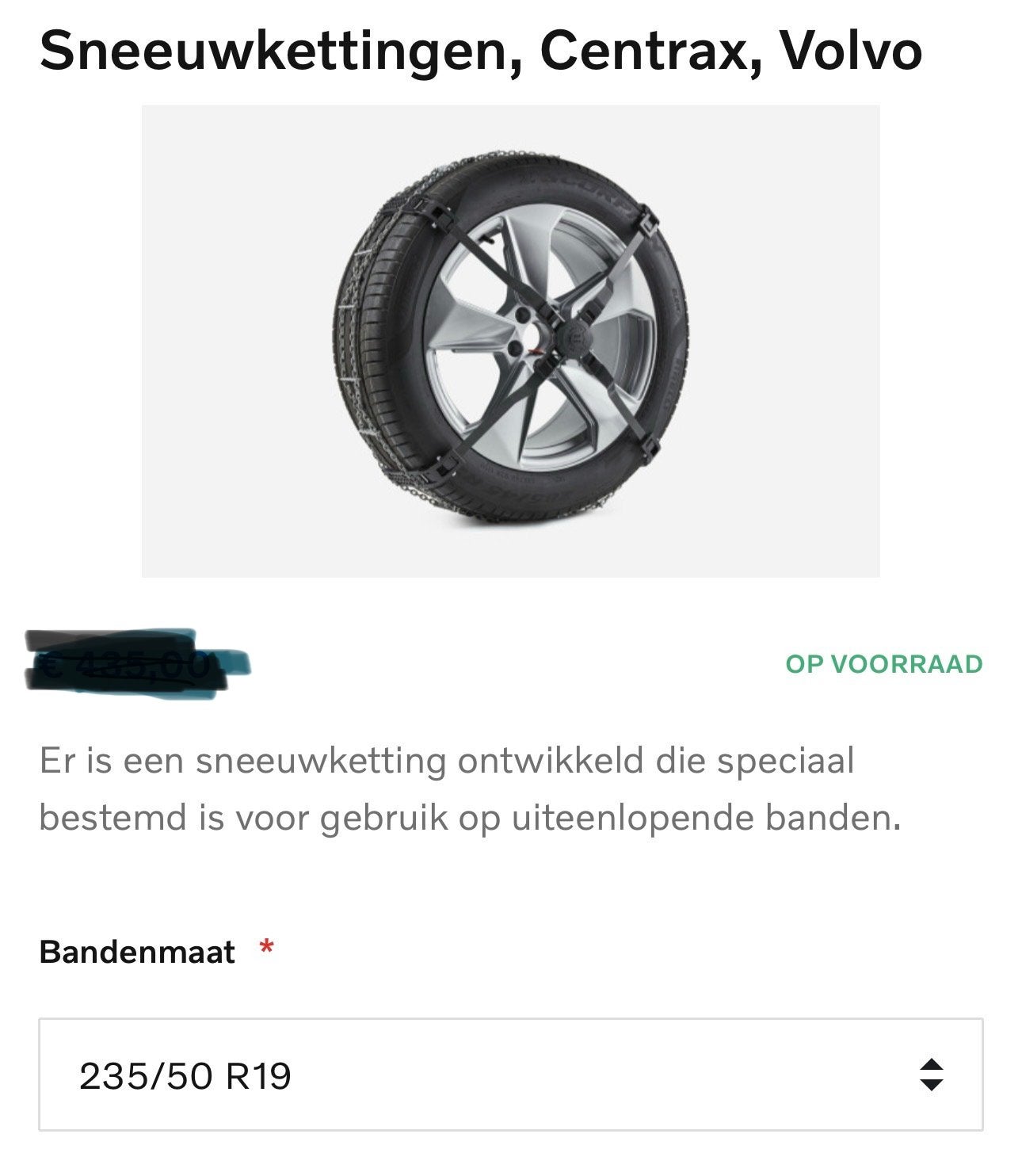 Sneeuwkettingen Centrax voor Volvo (235/50 R19), Auto diversen, Ophalen, Zo goed als nieuw