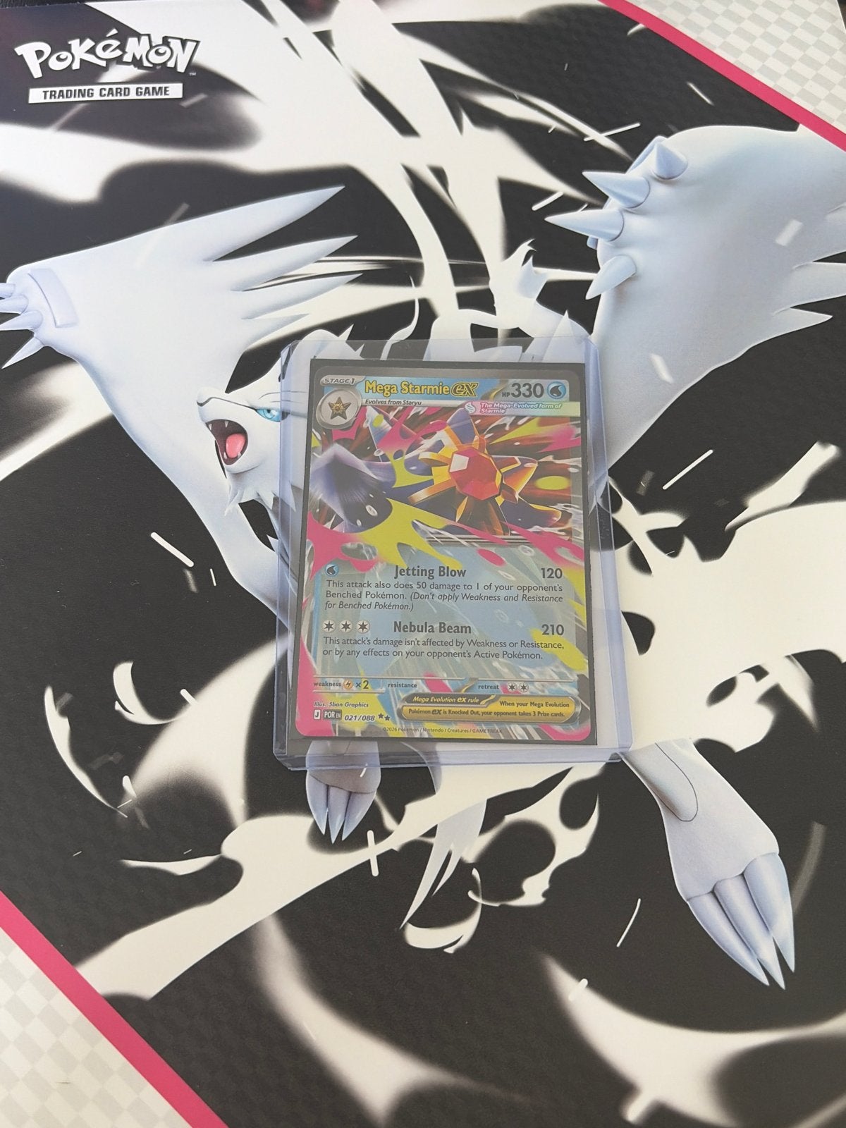 Mega Starmie EX Pokémon Kaart - Zeldzaam en Krachtig, Ophalen of Verzenden, Zo goed als nieuw, Losse kaart