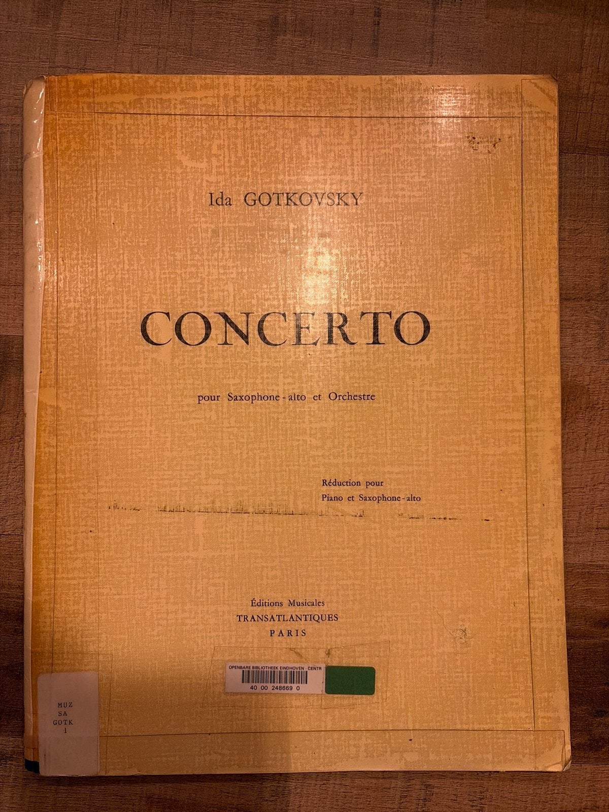 Ida Gotkovsky - Concerto voor Saxofoon-alto en Orkest, Gebruikt, Klassiek, Saxofoon, Ophalen of Verzenden