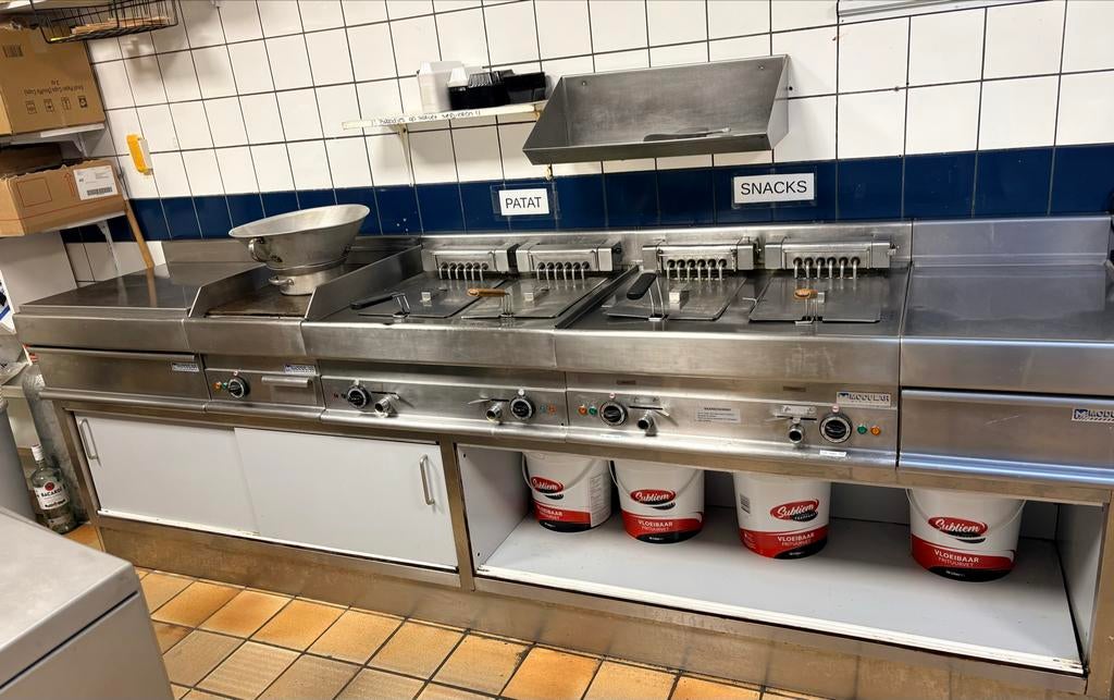 Modular dubbele horeca frituur met onderkast, 4 liter of meer, Ophalen, Gebruikt