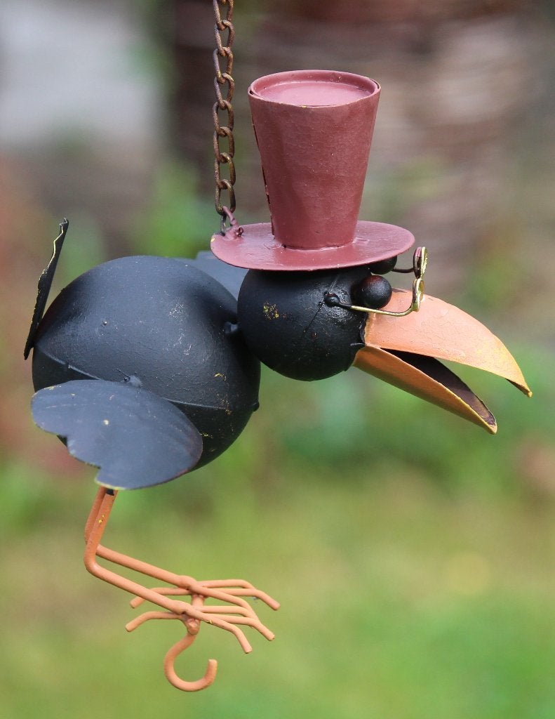 Metalen vogelvoerhanger raaf met hoed aan ketting VH361, Dieren en Toebehoren, Robanjer, Overige typen, Nieuw, Ophalen of Verzenden
