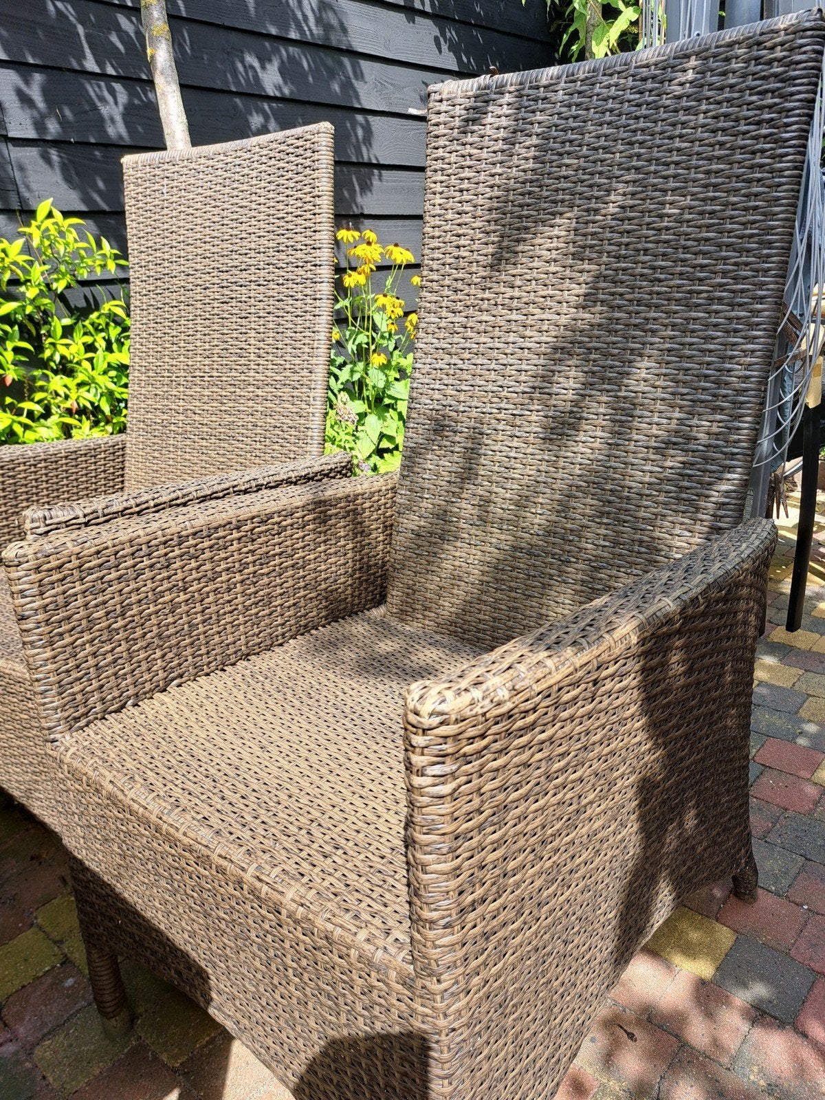 6 tuinstoelen + 4 grote en 2 kleine zitkussens, Ophalen, Gebruikt, Overige materialen, Verstelbaar