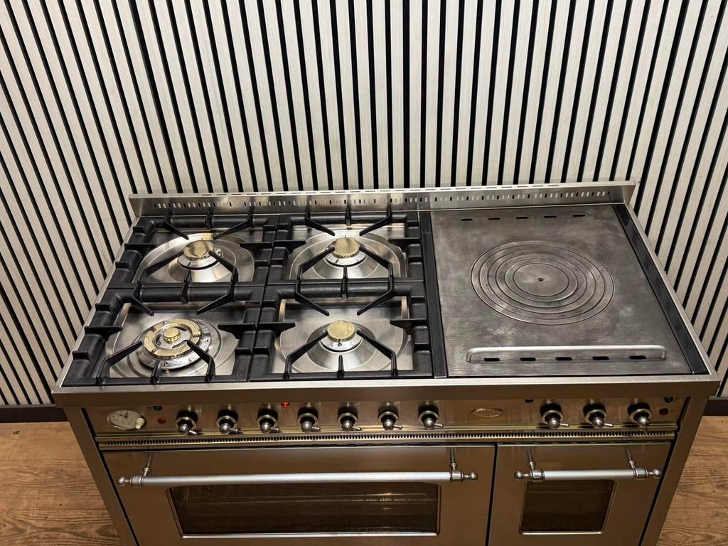 Luxe Boretti 5 pits met coupe de feu RVS met 2 ovens 120 cm, Fornello Esperta, Ophalen of Verzenden, Zo goed als nieuw, Energieklasse A of zuiniger