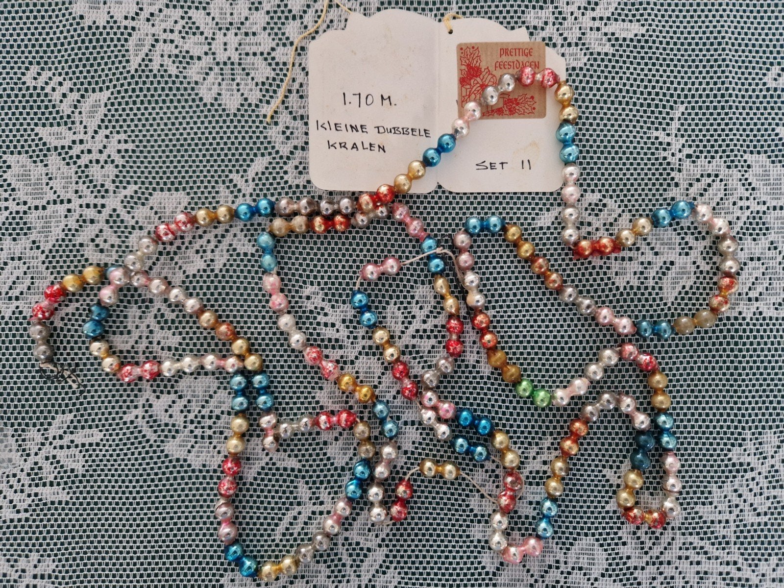 antieke oude glas kerstslinger 1,70m.set 11, Diversen, Ophalen of Verzenden