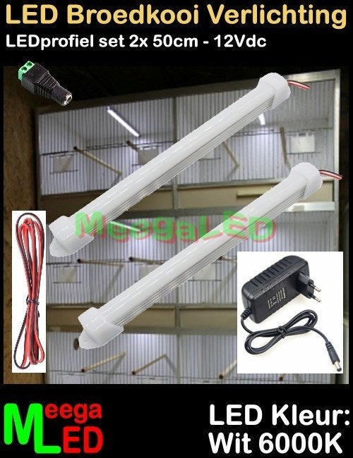 LED profiel strip SET 2x 50cm Broedkooi Kweekkooi Vogelkooi, Dieren en Toebehoren, Ophalen of Verzenden, Nieuw, Aluminium, Broedkooi of Kweekkooi