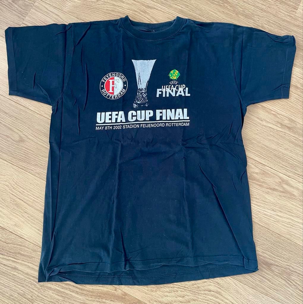 Feyenoord UEFA Cup Final 2002 T-shirt - Zwart - Katoen XXL, Verzenden, Gedragen, Overige maten, Zwart