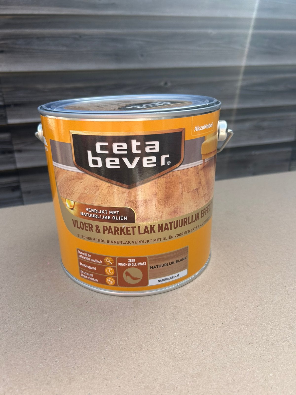 Cetabever natuurlijk blank 2,5 liter parketlak, Doe-het-zelf en Verbouw, Verf, Beits en Lak, Ophalen, Zo goed als nieuw, Wit