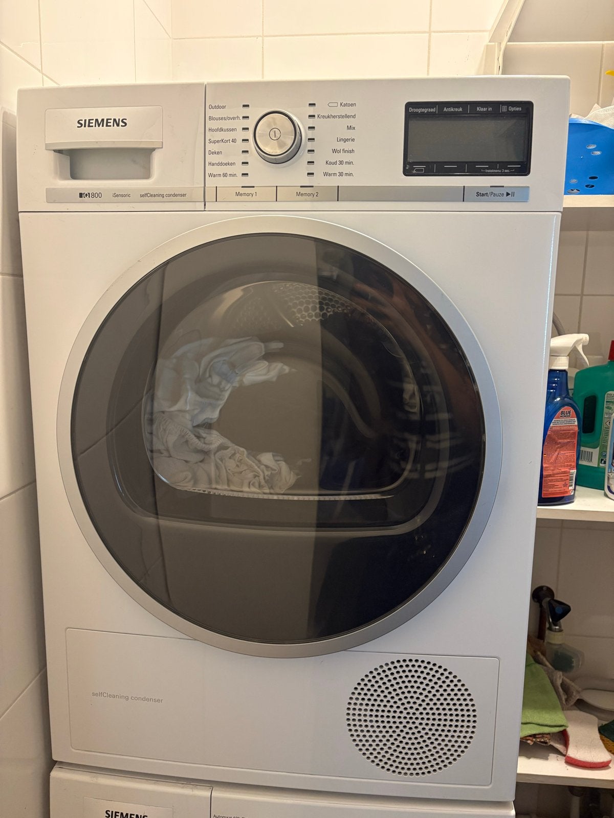 Siemens iQ800 selfCleaning condenser droger, Witgoed en Apparatuur, Wasdrogers, Gebruikt, Condens, Voorlader, 6 tot 8 kg, 85 tot 90 cm