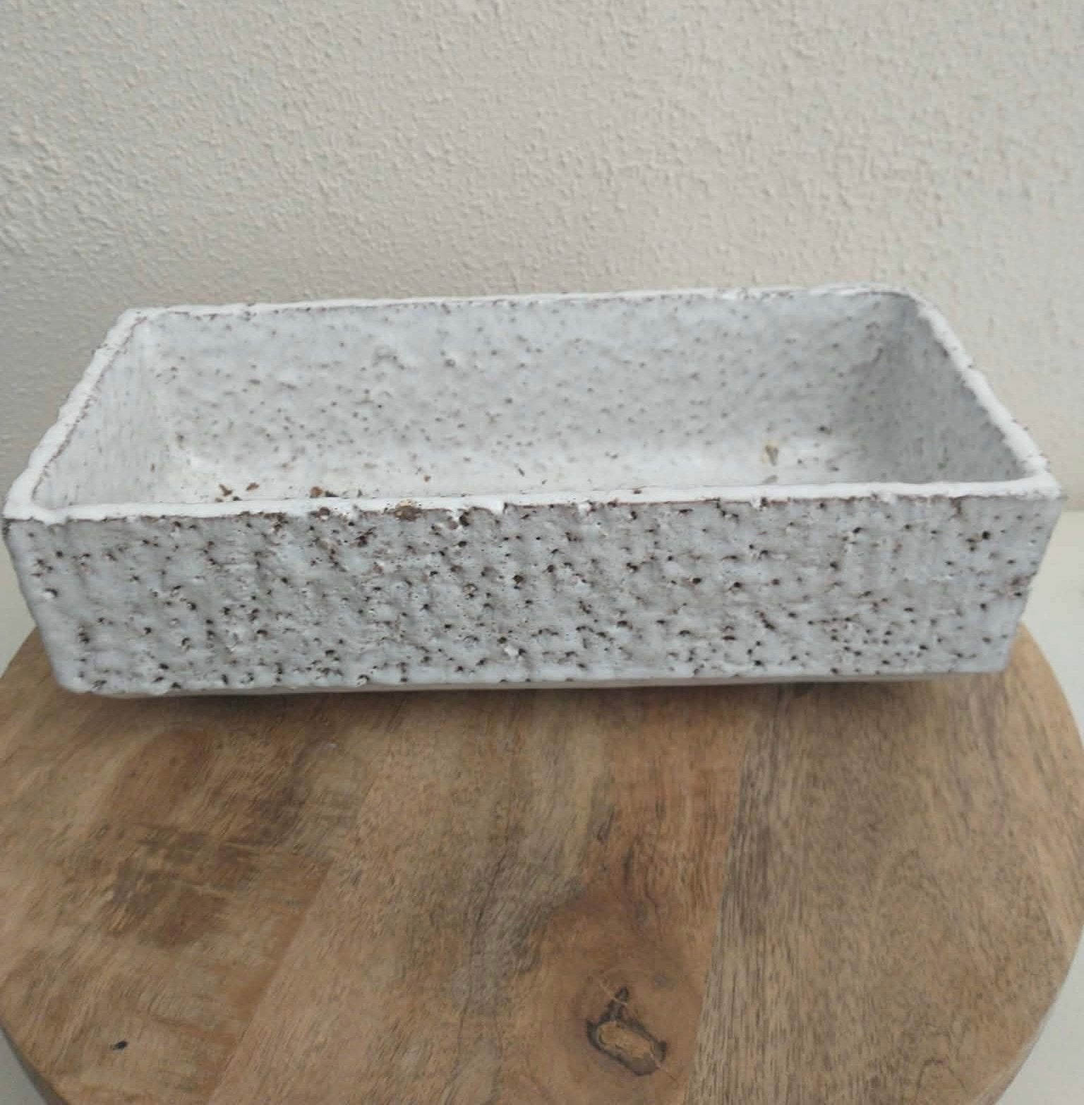 Vintage bloembakje met lava structuur, Tuin en Terras, Overige materialen, Gebruikt, Minder dan 30 cm, Minder dan 60 cm