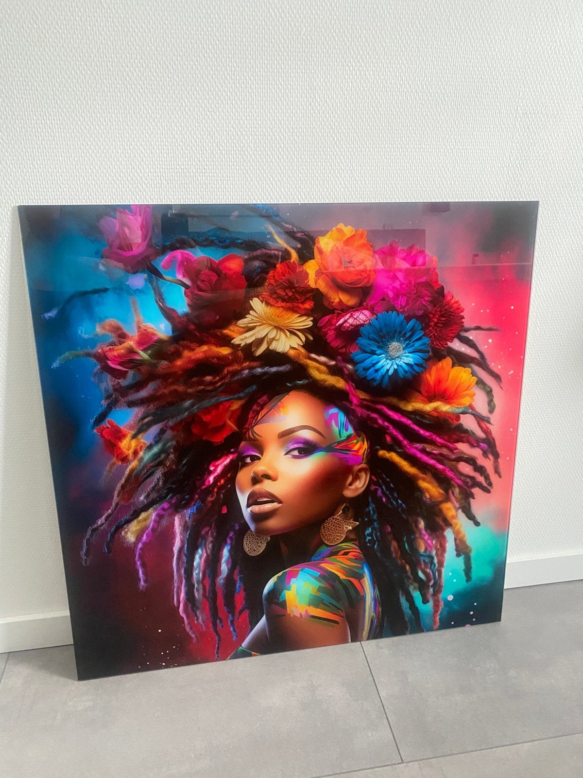 Glasschilderij 80x80 cm nieuw in doos, Huis en Inrichting, Ophalen, Nieuw, 75 tot 100 cm, Schilderij