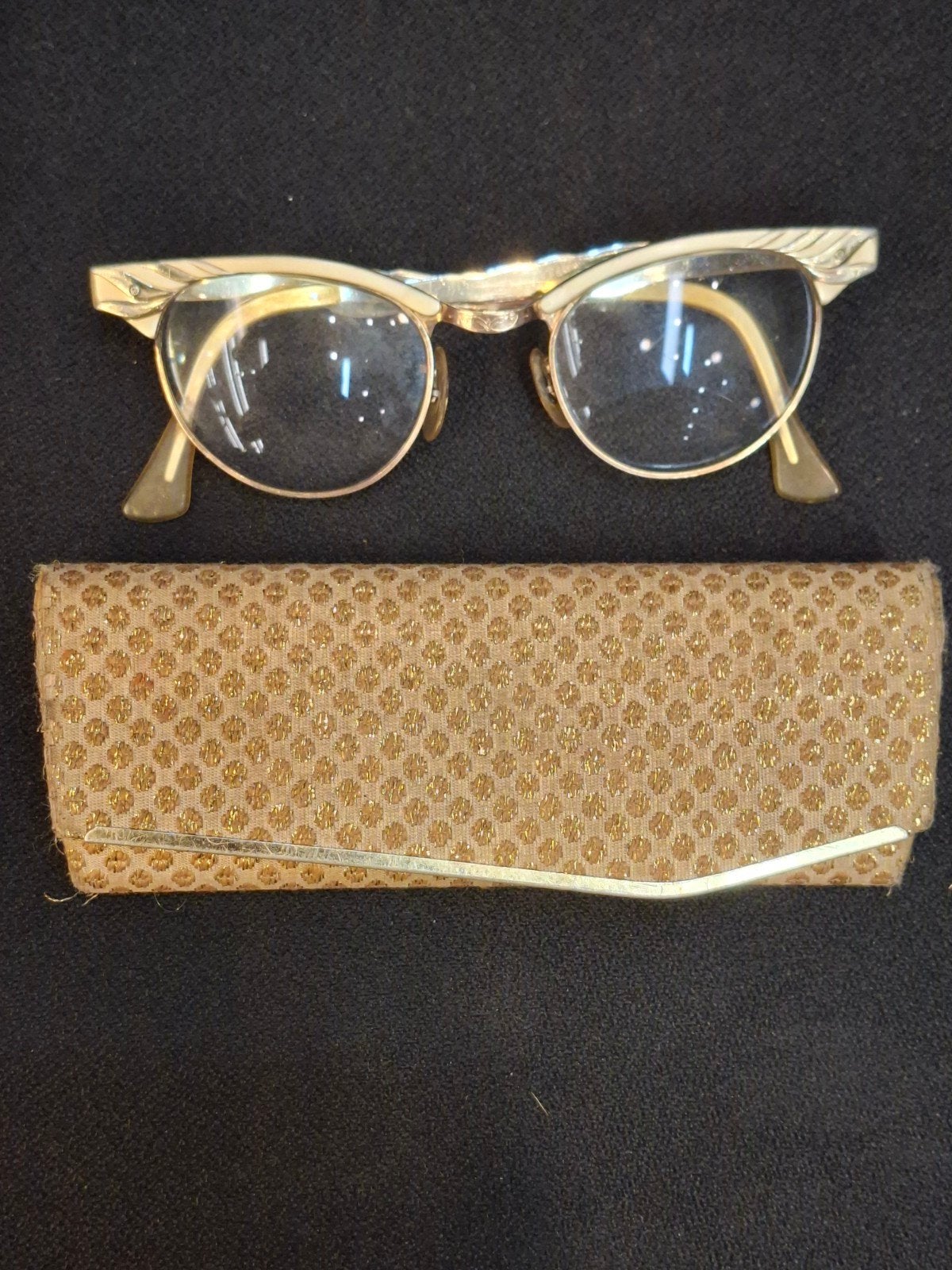 Vintage TITMUS Cateye bril goldfilled 1/10 12K met koker, Ophalen of Verzenden