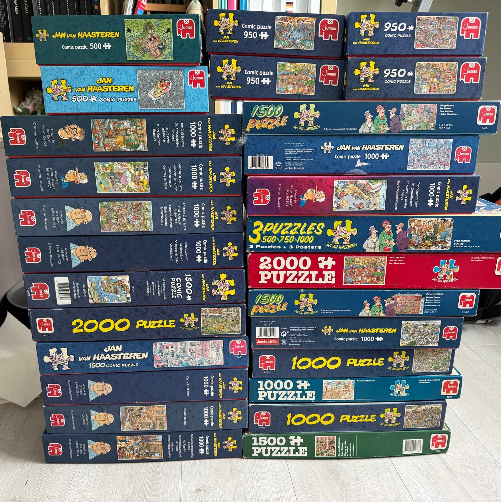 Grote collectie Jan van Haasteren puzzels (500-2000 stukjes), Ophalen, Meer dan 50 stukjes, Gebruikt, 6 jaar of ouder