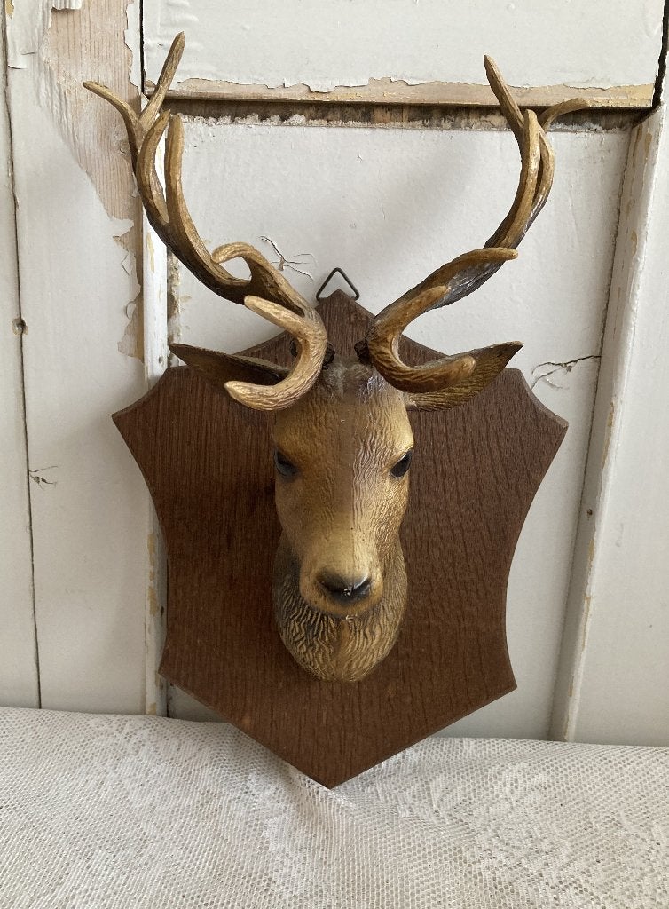 Brocante Schildje met hertenkop / Andorra, Hout, ---, Ophalen of Verzenden, ---