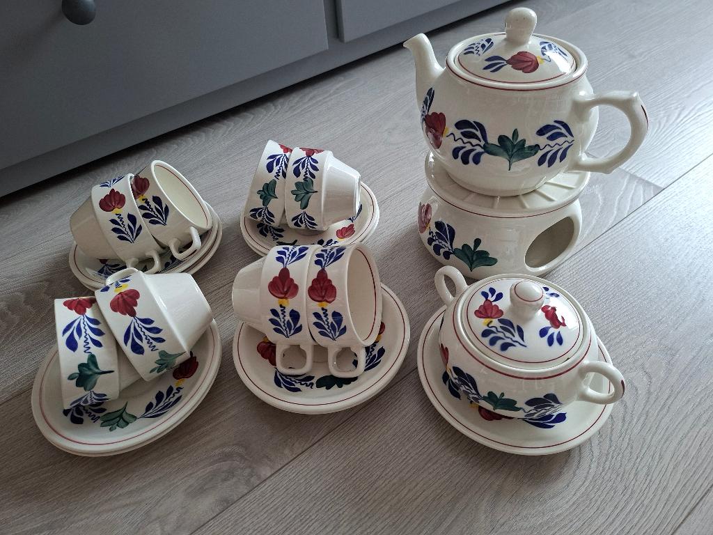Boerenbont Servies - 10 stuks, Ophalen, Gebruikt, Aardewerk, Kop(pen) en/of Schotel(s)
