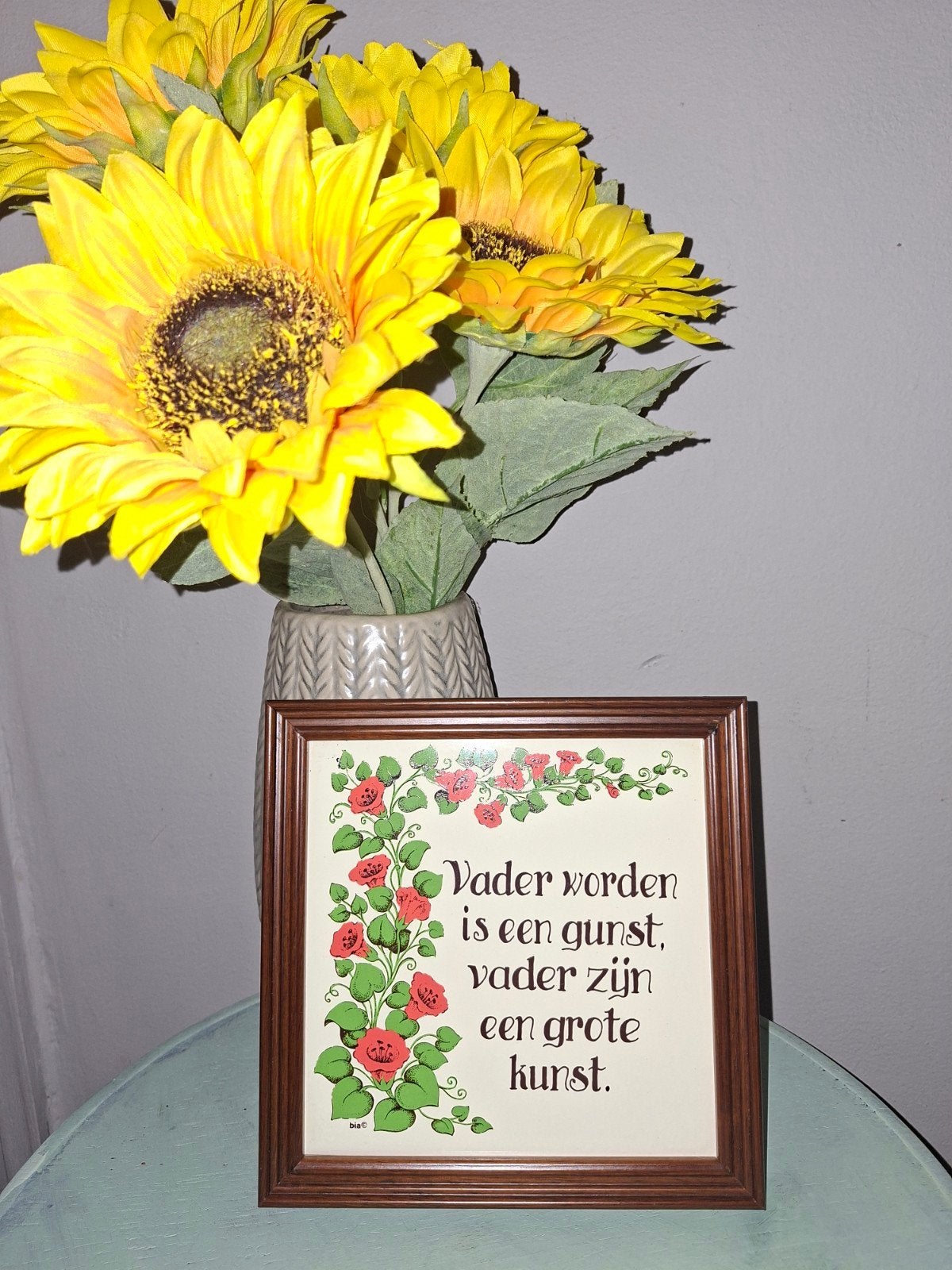 Vintage wandtegeltje "Vader worden..", Antiek en Kunst, Ophalen of Verzenden