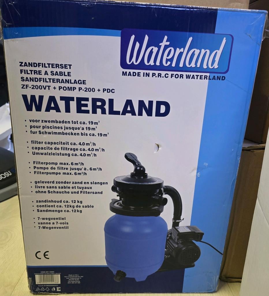 Waterland Zandfilterpomp met glasfiltermateriaal en bypass, Tuin en Terras, Ophalen of Verzenden