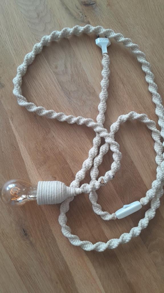 Macramé snoerlamp beige 2 ½ meter, Ophalen of Verzenden, Zo goed als nieuw