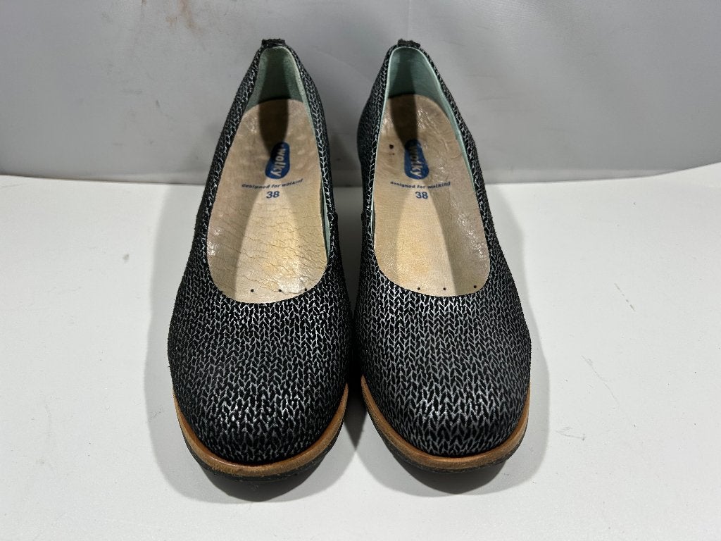 Wolky, maat 38 zwart zilveren ballerina's op sleehak, Wolky, Verzenden, Zwart, Ballerina's
