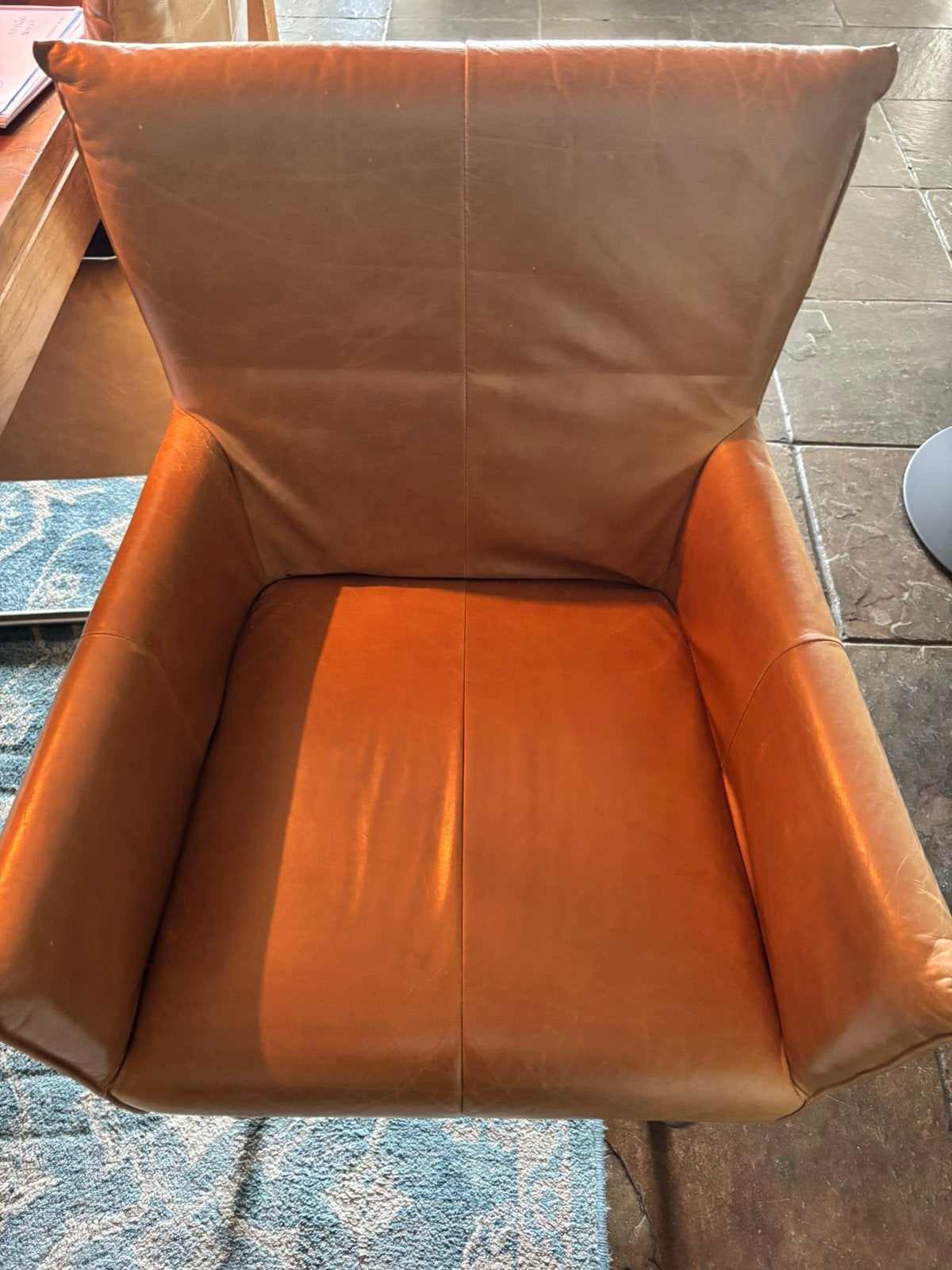 Jess design lederen stoelen camel, Ophalen, Bruin, Leer, Zo goed als nieuw