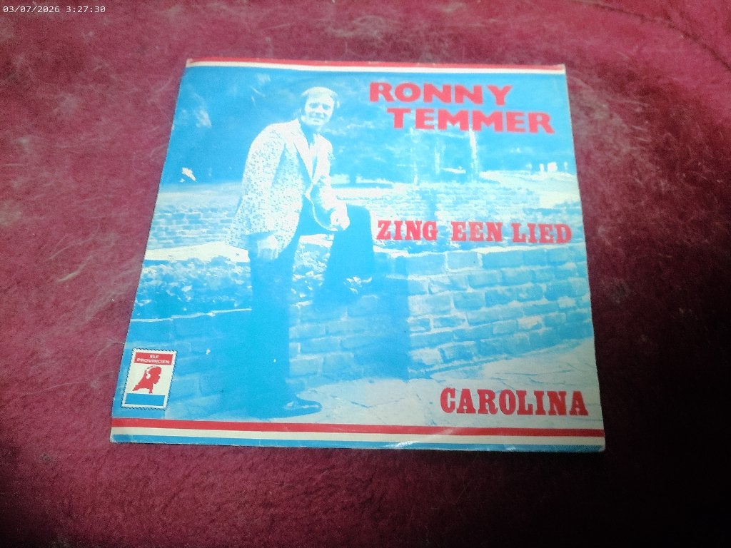 Ronny Temmer - Zing een lied / Carolina, Gebruikt, Fotohoes, 7 inch, Ophalen of Verzenden