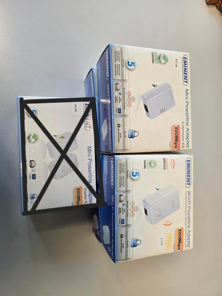 Eminent Powerline Adapters 2x EM8030, 2x EM8036, Ophalen of Verzenden, Nieuw, Eminent